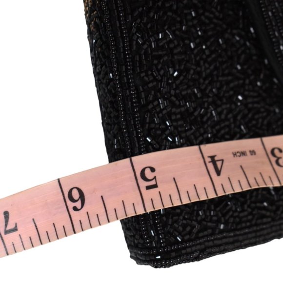 Carole M Studio Clutch Vintage Shoulder Long Strap Black Beaded Cocktail - Picture 8 of 8